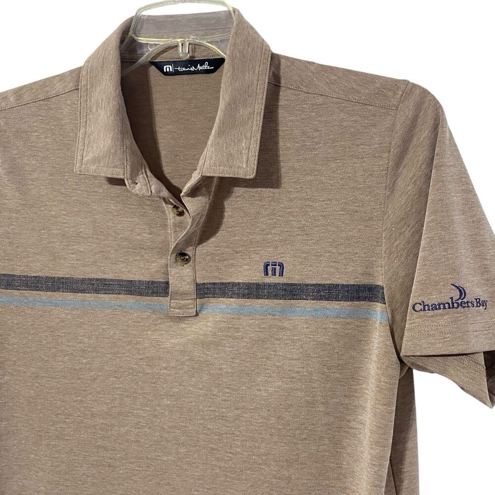 TRAVIS MATTHEW Polo Shirt CHAMBERS BAY Golf Club L Peru PIMA COTTON Brown